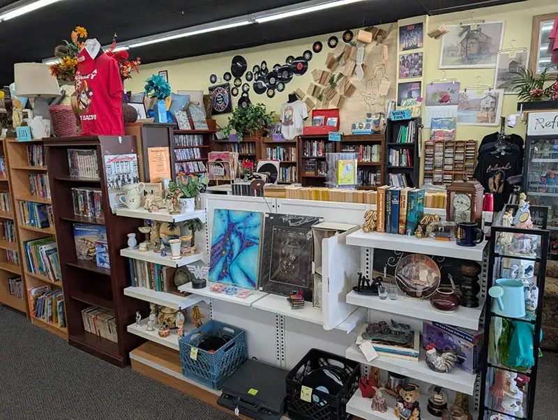 Inside thrift store media collection